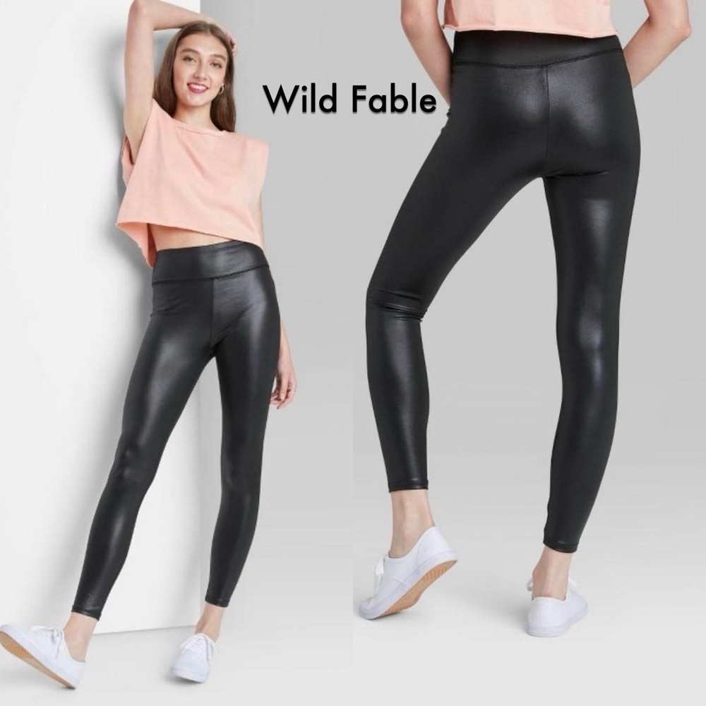Wild Fable Black Faux Leather Leggings - Medium
